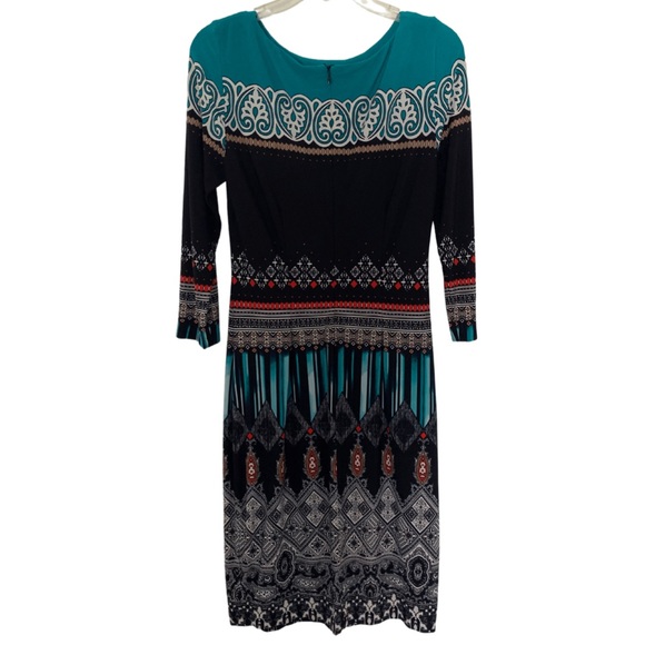 Cache Crew Neck 3/4 Sleeve MIDI Bodycon Dress Women's Size Medium - Picture 2 of 7